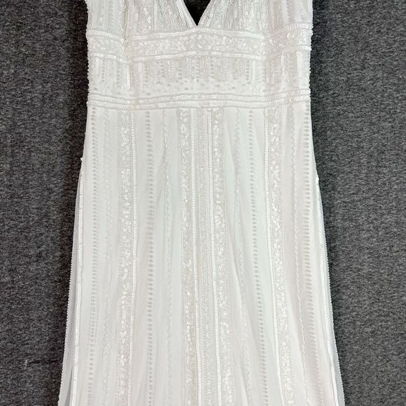 Lulus Stunning Vow White Beaded Sequin Maxi Dress Size L NWT - Picture 7 of 16